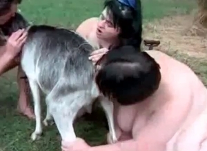 Kinky humans decide to gang-bang a goat